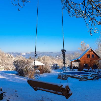 Widok na domek i góry